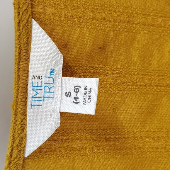 Time & Tru Yellow Gold Mustard Size Small Tiered Maxi Dress V Neck - Picture 6 of 9